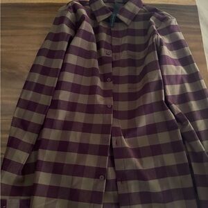 lululemon athletica Burgundy and Tan Plaid Casual Button Down Shirt
